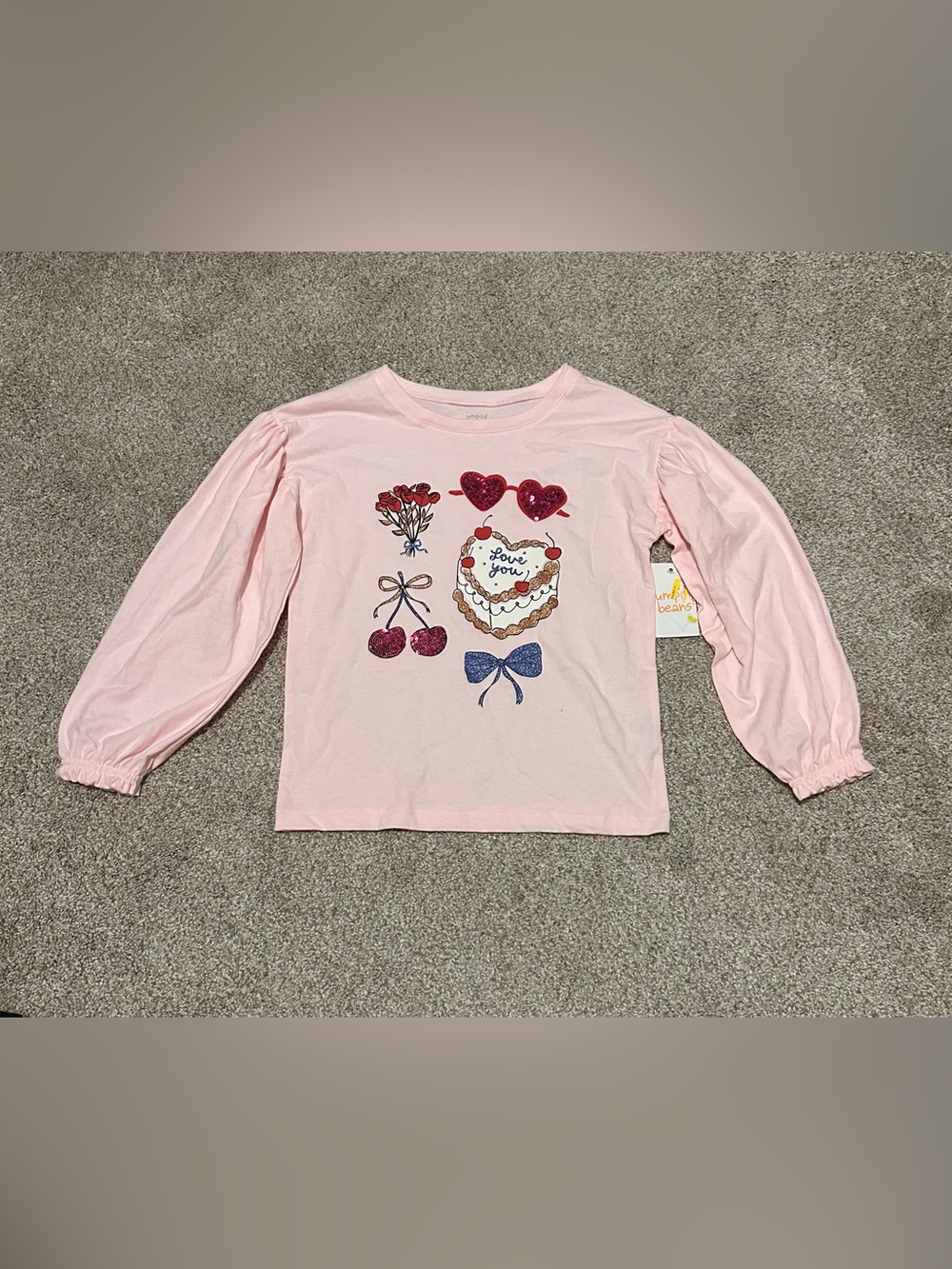 Kids Pink Long-Sleeve Heart & Cherry Sweater